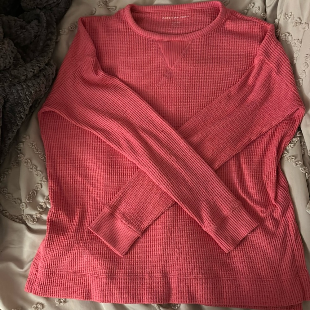 American eagle pink long sleeve ribbed shirt